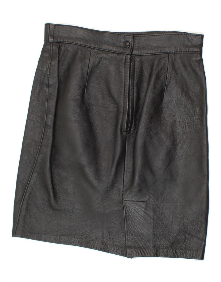 VINTAGE Womens Leather Skirt IT 42 Medium W28 Black Leather Vintage Vintage and Second-Hand Vintage from Messina Hembry 