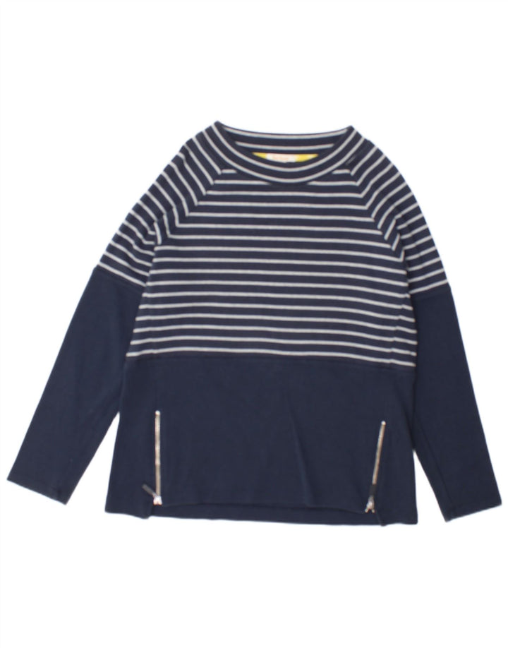 Barbour Womens Top Long Sleeve UK 12 Medium Navy Blue Striped Cotton