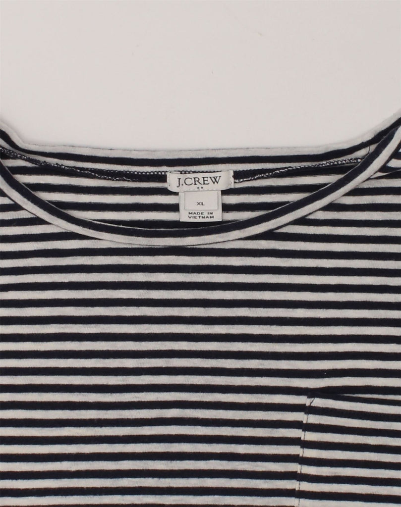 J. CREW Womens Front Tie T-Shirt Top UK 18 XL Black Striped Cotton | Vintage J. Crew | Thrift | Second-Hand J. Crew | Used Clothing | Messina Hembry 