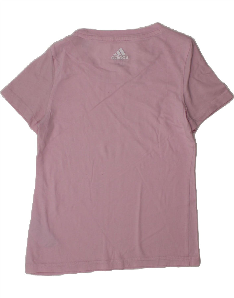 ADIDAS Girls Graphic T-Shirt Top 9-10 Years Pink Cotton Vintage Adidas and Second-Hand Adidas from Messina Hembry 