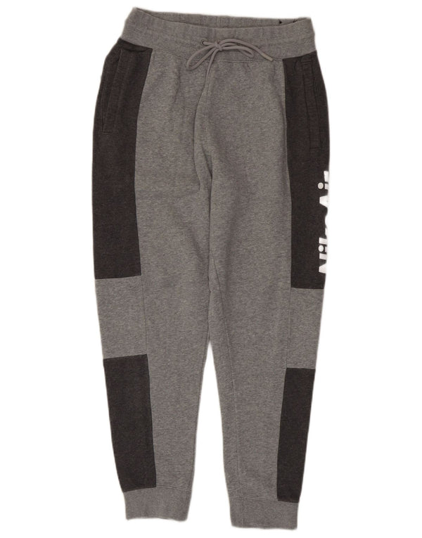 Nike Mens Graphic Tracksuit Trousers Joggers Small Grey Colourblock Cotton