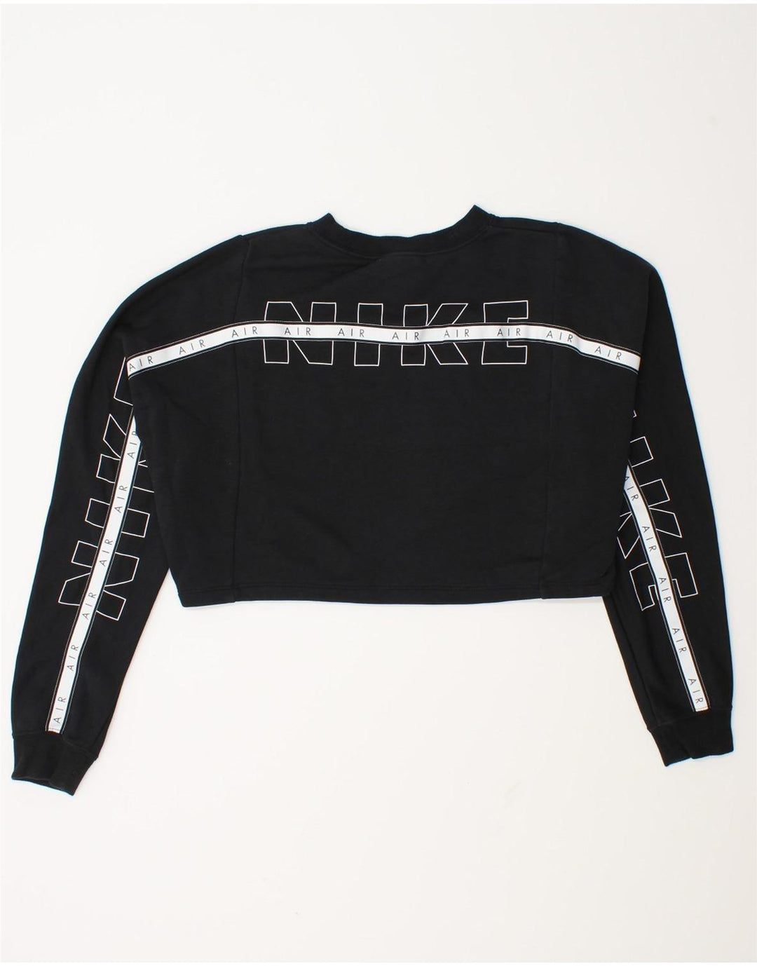 Nike Womens Oversized Crop Graphic Sweatshirt Jumper UK 14 Medium Black