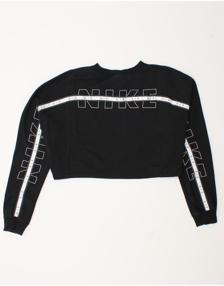 Nike Womens Oversized Crop Graphic Sweatshirt Jumper UK 14 Medium Black