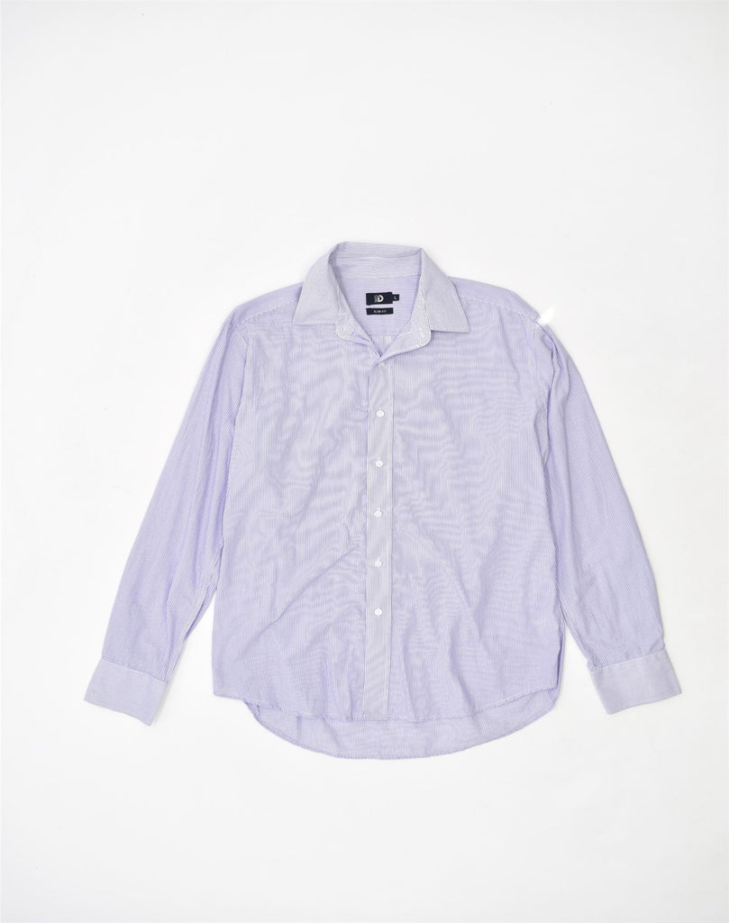 DACK'S Mens Slim Fit Shirt Large Purple Pinstripe Cotton | Vintage | Thrift | Second-Hand | Used Clothing | Messina Hembry 