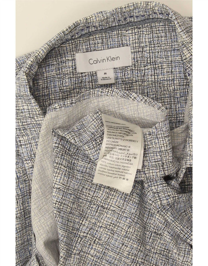 Calvin Klein Mens Short Sleeve Shirt Medium Grey Gingham Cotton