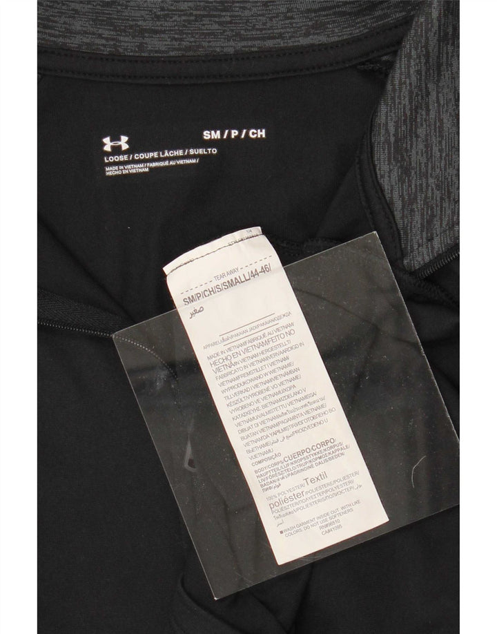 Under Armour Mens Zip Neck Pullover Tracksuit Top Small Black Colourblock