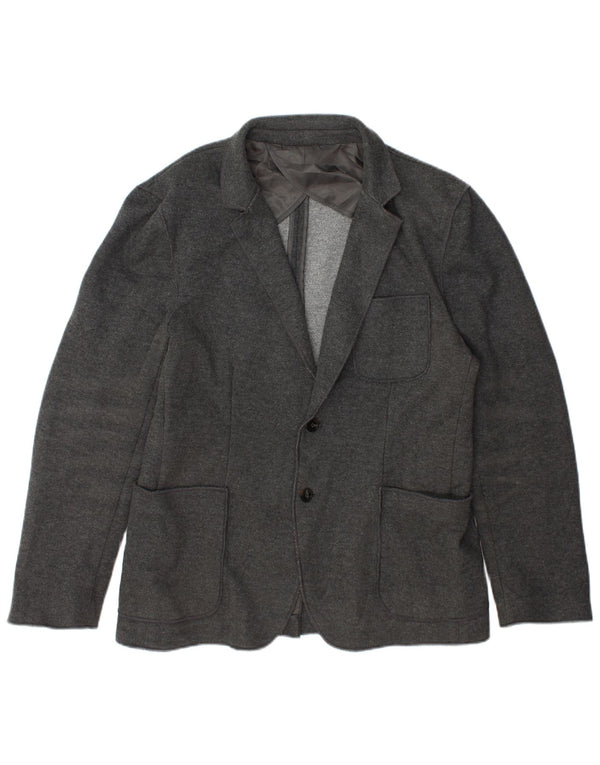 Zara Mens 2 Button Blazer Jacket EU 56 XL Grey Polyester