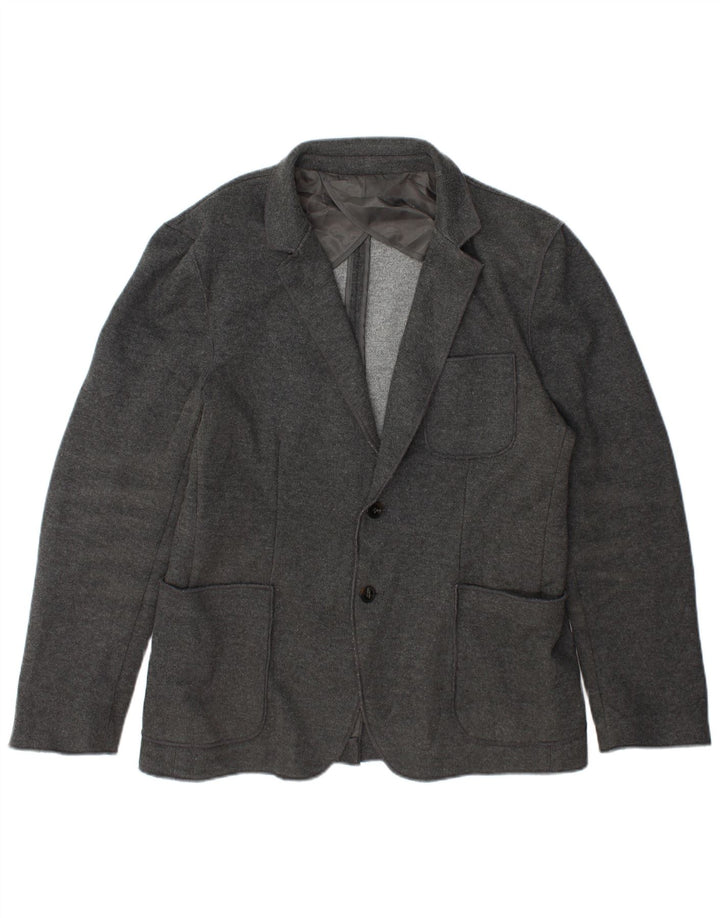 Zara Mens 2 Button Blazer Jacket EU 56 XL Grey Polyester