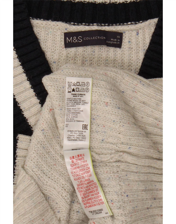 Marks & Spencer Womens Oversized V-Neck Jumper Sweater UK 6 XS Grey Flecked