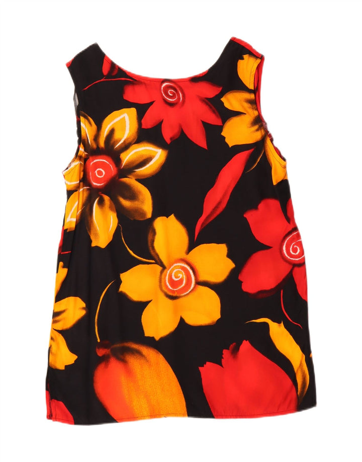 VINTAGE Womens Blouse Top EU 38 Medium Black Floral Viscose Vintage Vintage and Second-Hand Vintage from Messina Hembry 