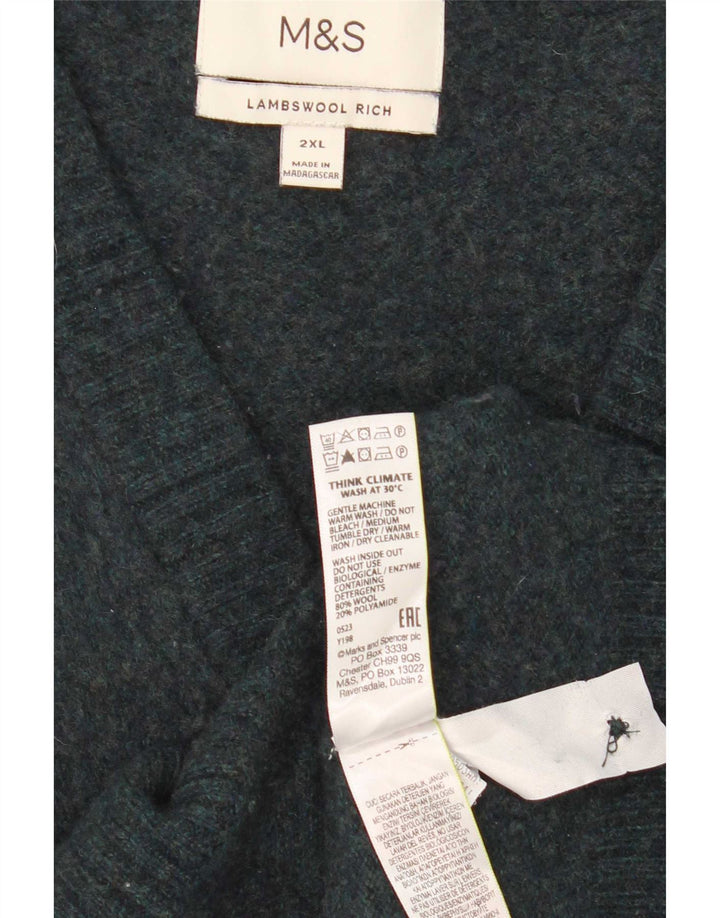 Marks & Spencer Mens Cardigan Sweater 2XL Blue Wool