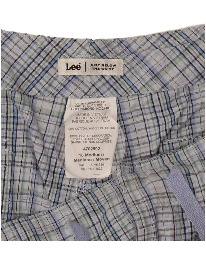 Lee Womens Chino Shorts US 16 2XL W36  Blue Check Cotton