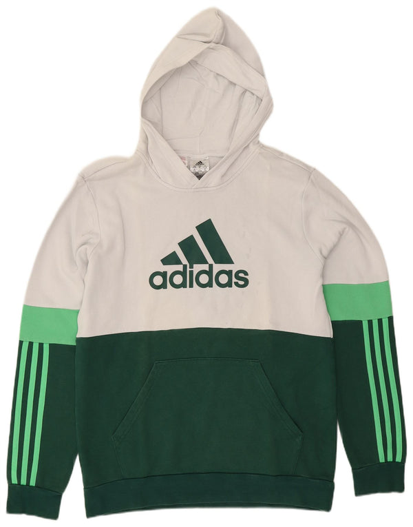 Adidas Boys Graphic Hoodie Jumper 15-16 Years White Colourblock