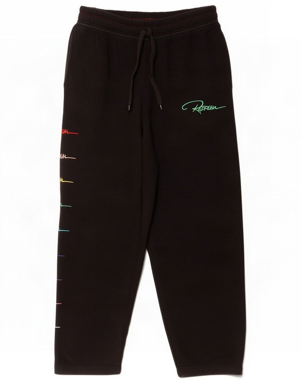 Redrum Mens Graphic Tracksuit Trousers Large Black Cotton
