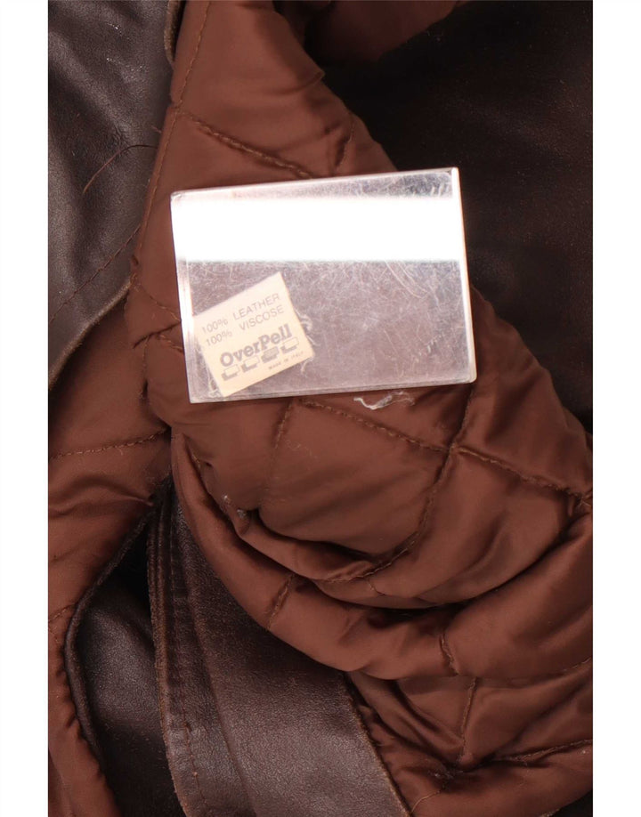 Vintage Mens 3 Button Leather Blazer Jacket UK 38 Medium Brown