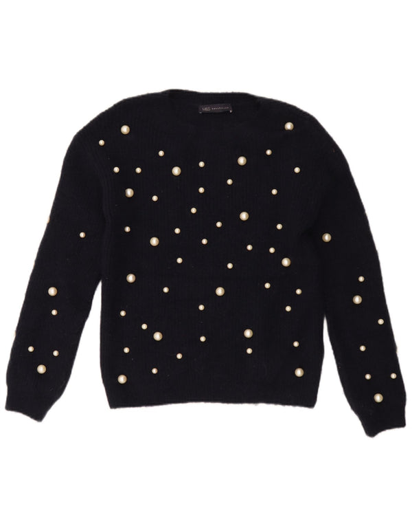 Marks & Spencer Womens Boat Neck Jumper Sweater UK 8 Small Navy Blue