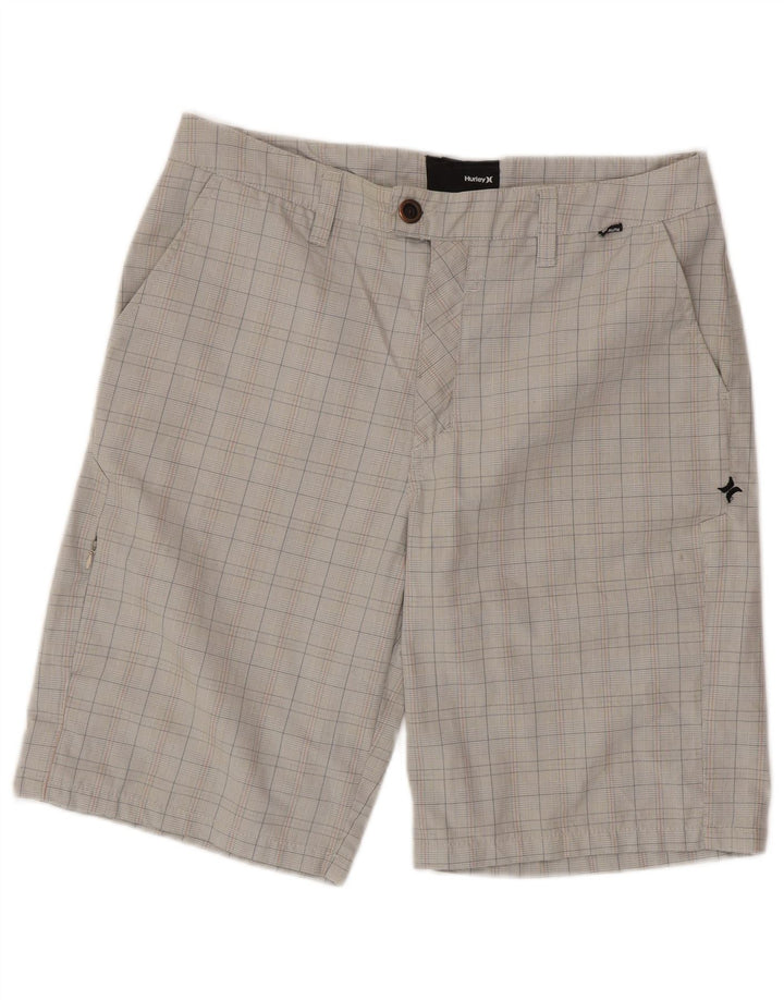 HURLEY Mens Cargo Shorts W32 Medium  Grey Check Polyester
