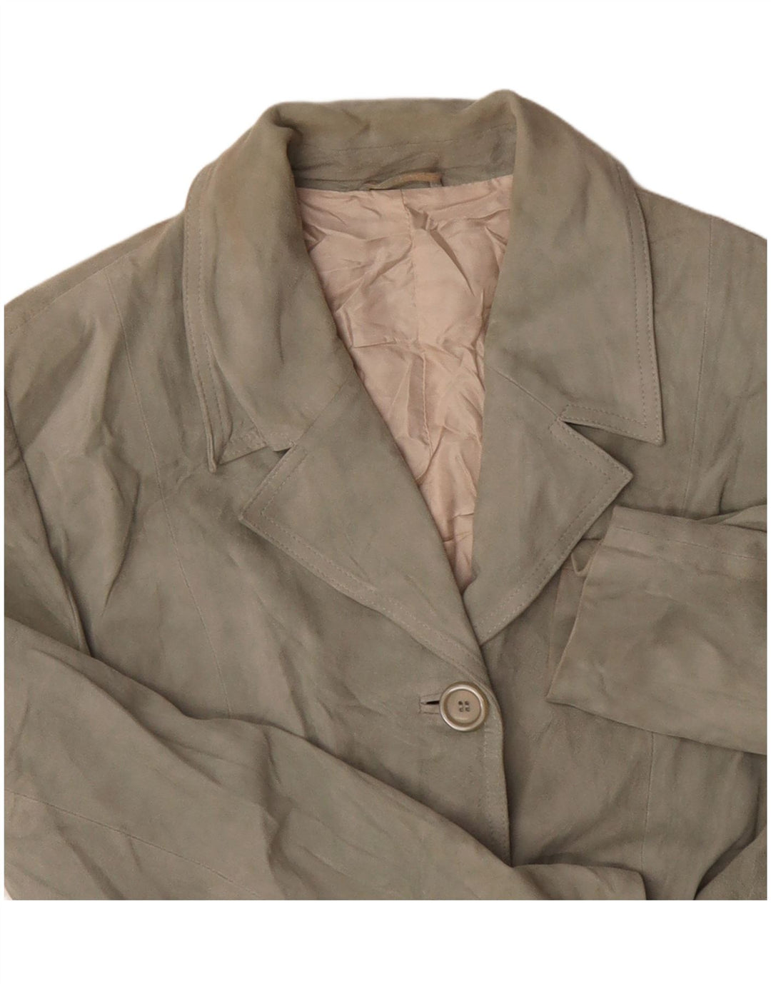 Pollini Womens 3 Button Suede Blazer Jacket UK 14 Medium Green