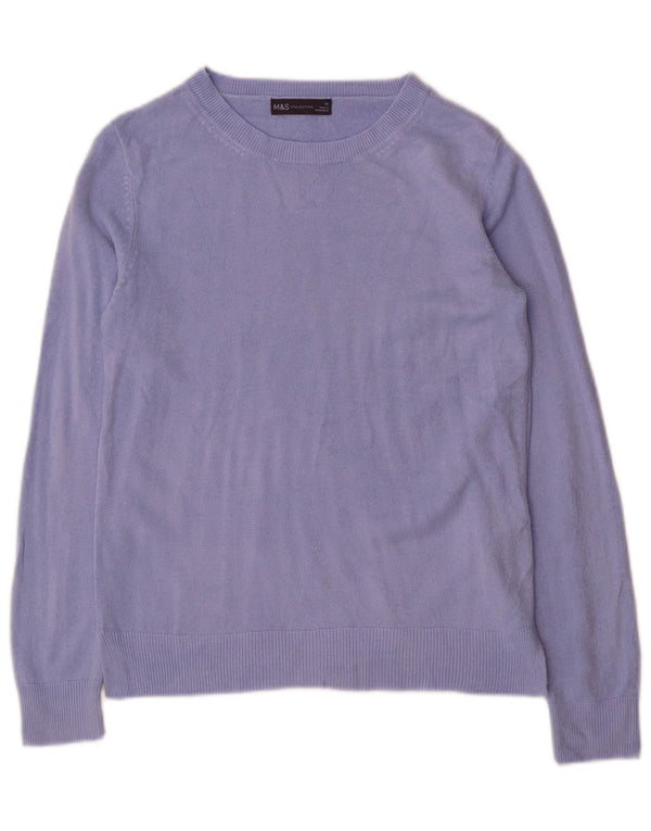 Marks & Spencer Womens Boat Neck Jumper Sweater UK 10 Small Purple Acrylic