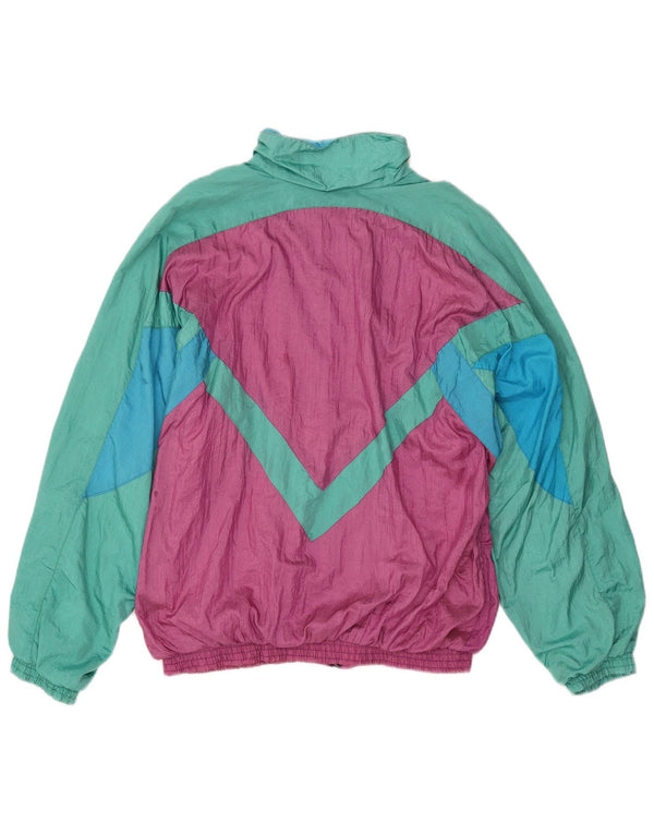 Vintage Mens Tracksuit Top Jacket XL Pink Colourblock