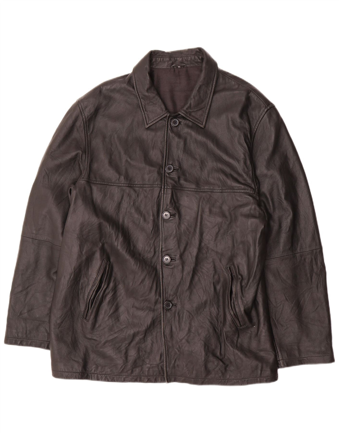 VINTAGE Mens Leather Jacket UK 42 XL Black Leather