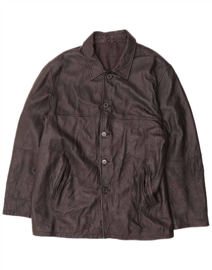 VINTAGE Mens Leather Jacket UK 42 XL Black Leather