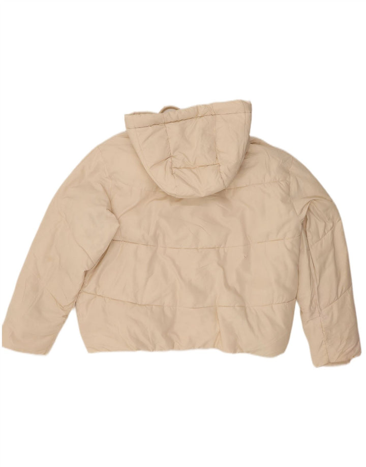 Zara Womens Hooded Oversized Padded Jacket UK 6 XS Off White Polyester