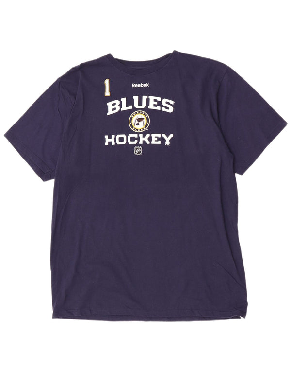 Reebok Mens St. Louis Blues Graphic T-Shirt Top XL Navy Blue Cotton