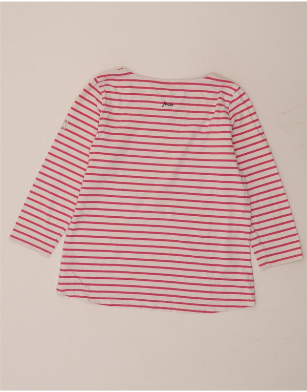 Joules Womens Top 3/4 Sleeve UK 14 Large Pink Striped Cotton