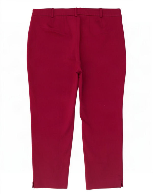 Marks & Spencer Womens Slim Cropped Trousers UK 16 Large W38 L24 Maroon