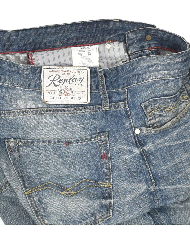 REPLAY Mens Straight Jeans W33 L34 Blue Cotton Vintage Replay and Second-Hand Replay from Messina Hembry 