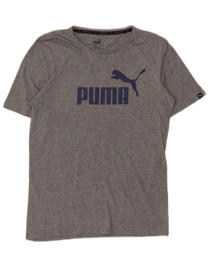 Puma Mens Graphic T-Shirt Top Small Grey Flecked Cotton