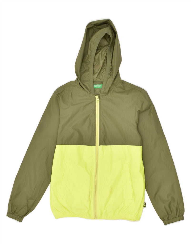 BENETTON Boys Hooded Rain Jacket 10-11 Years XL Green Colourblock | Vintage Benetton | Thrift | Second-Hand Benetton | Used Clothing | Messina Hembry 