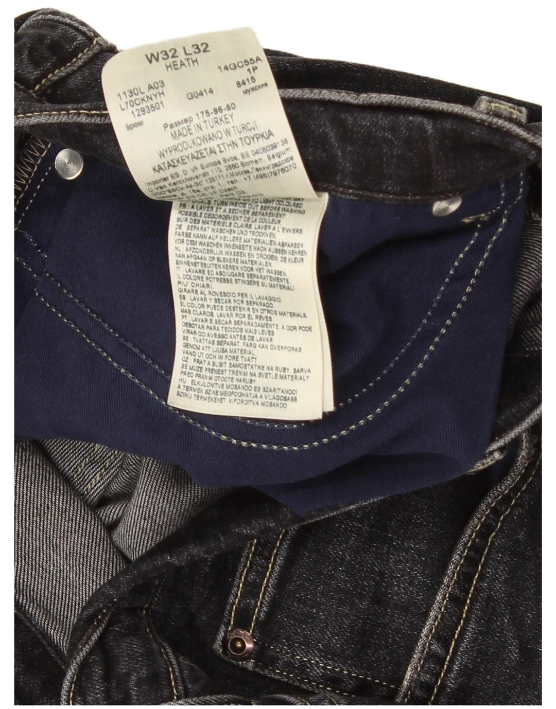 Lee Mens Heath Slim Jeans W32 L32 Black Cotton