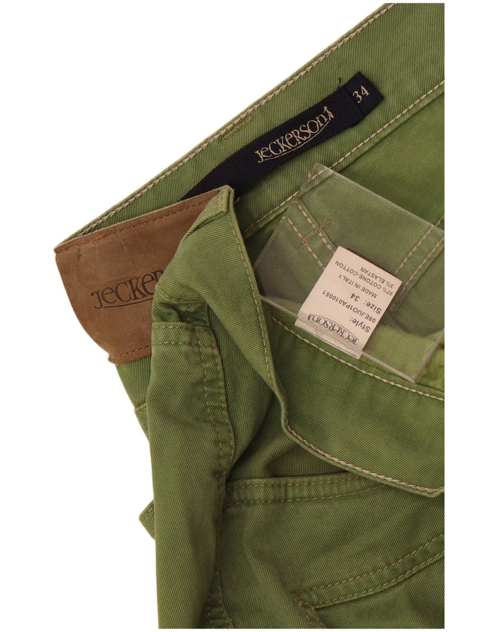 Jeckerson Mens Slim Jeans W34 L34 Green Cotton