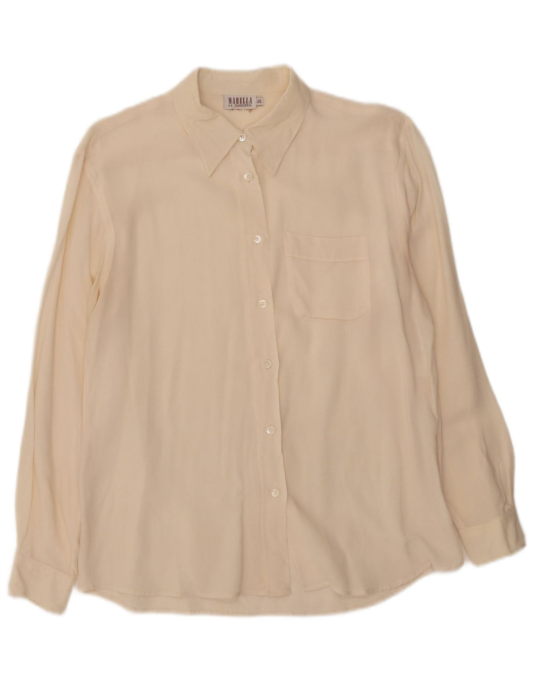 Marella Womens Shirt IT 46 Large Beige Silk