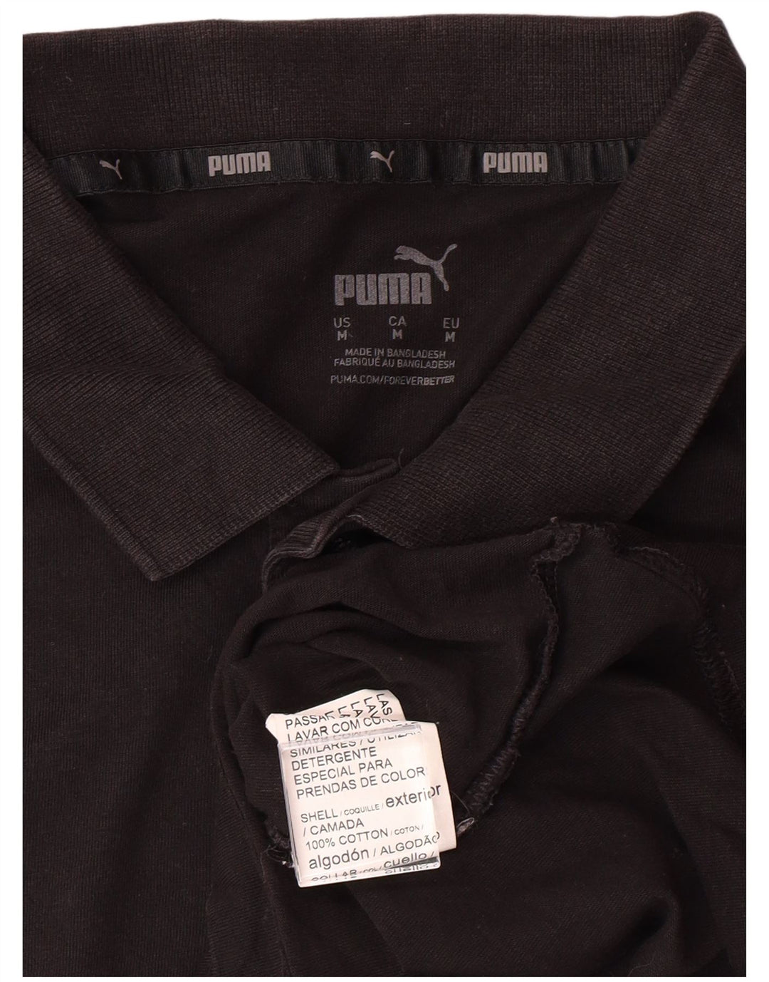 PUMA Mens Polo Shirt Medium Black Cotton