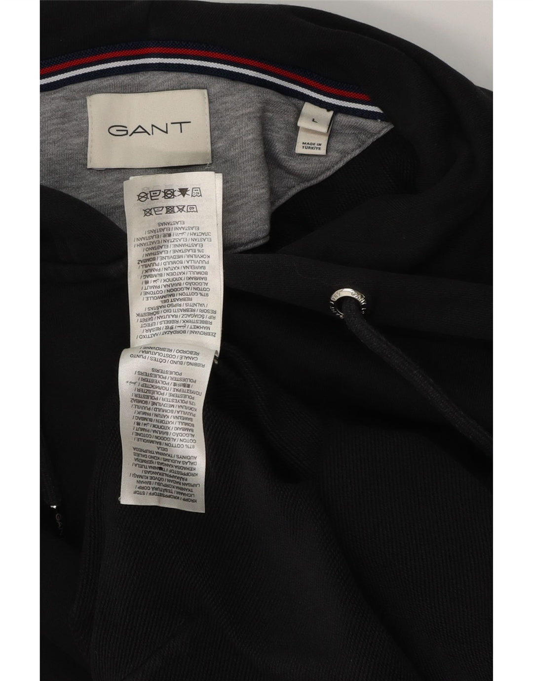 GANT Mens Zip Hoodie Sweater Large Black Cotton