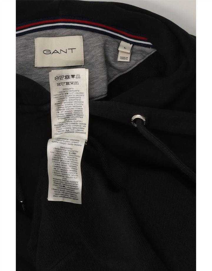 GANT Mens Zip Hoodie Sweater Large Black Cotton