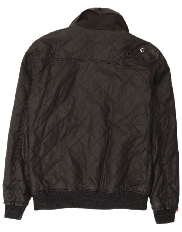 Superdry Mens Quilted Bomber Jacket UK 40 Large Black Nylon
