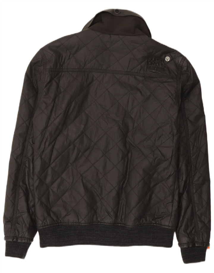 Superdry Mens Quilted Bomber Jacket UK 40 Large Black Nylon
