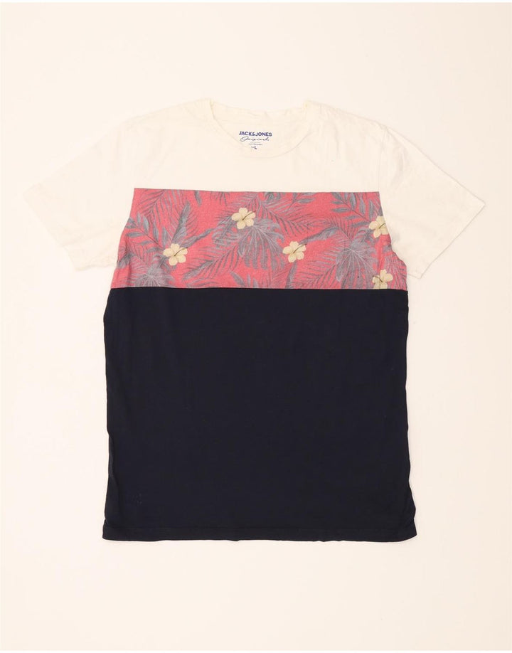 JACK & JONES Mens Graphic T-Shirt Top Large Multicoloured Colourblock Vintage Jack & Jones and Second-Hand Jack & Jones from Messina Hembry 