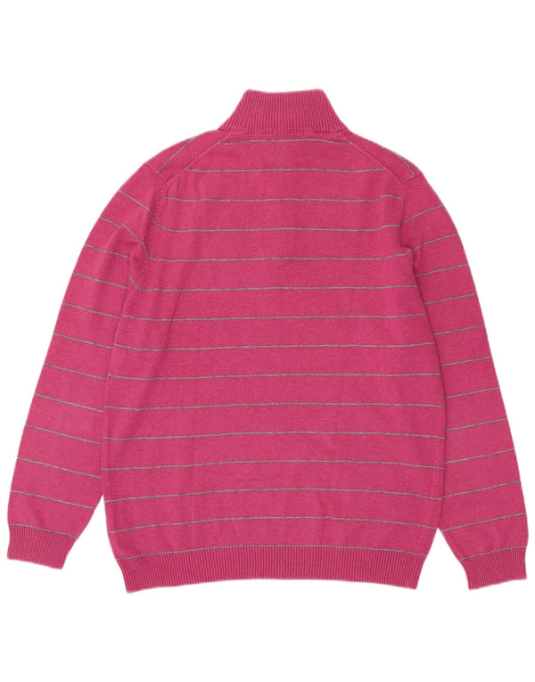 Massimo Dutti Womens Zip Neck Jumper Sweater EU 38  Medium Pink Striped