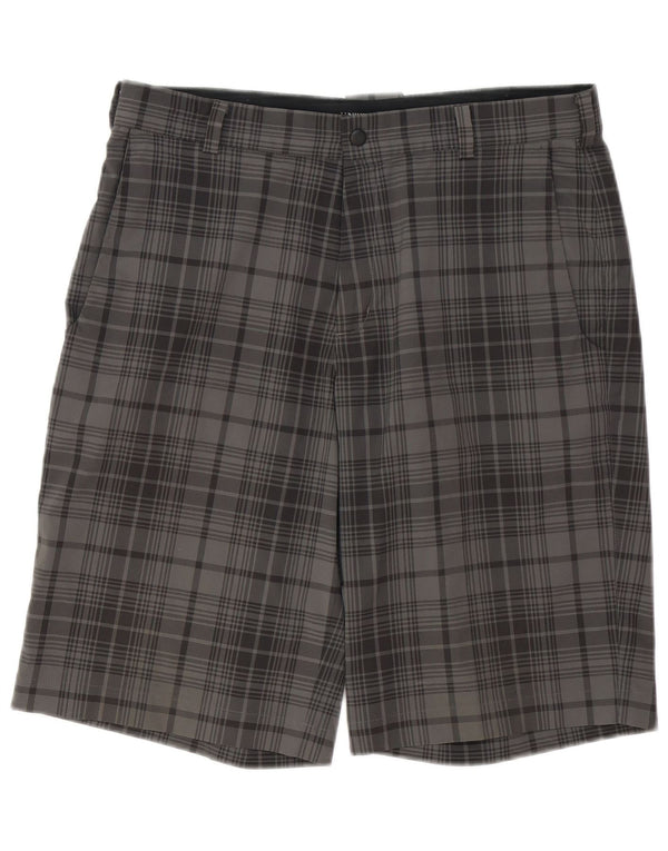 Nike Mens Dri Fit Chino Shorts W32 Medium Grey Check Polyester