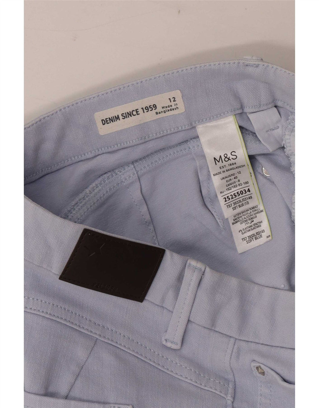 Marks & Spencer Womens Bermuda Casual Shorts UK 12 Medium W30 Blue Cotton
