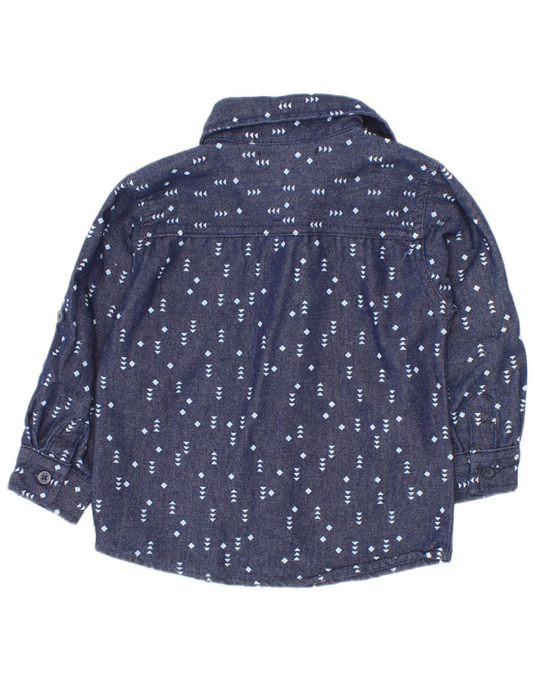 Dkny Baby Boys Shirt 12-18 Months Navy Blue Spotted Cotton