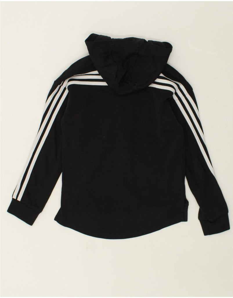 ADIDAS Girls Graphic Zip Hoodie Sweater 9-10 Years Black Cotton | Vintage Adidas | Thrift | Second-Hand Adidas | Used Clothing | Messina Hembry 