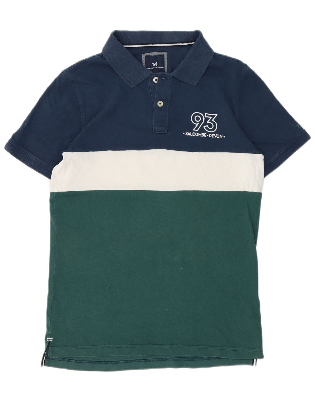 Crew Clothing Mens Polo Shirt Medium Blue Colourblock Cotton