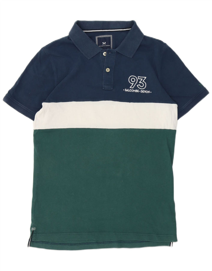 Crew Clothing Mens Polo Shirt Medium Blue Colourblock Cotton