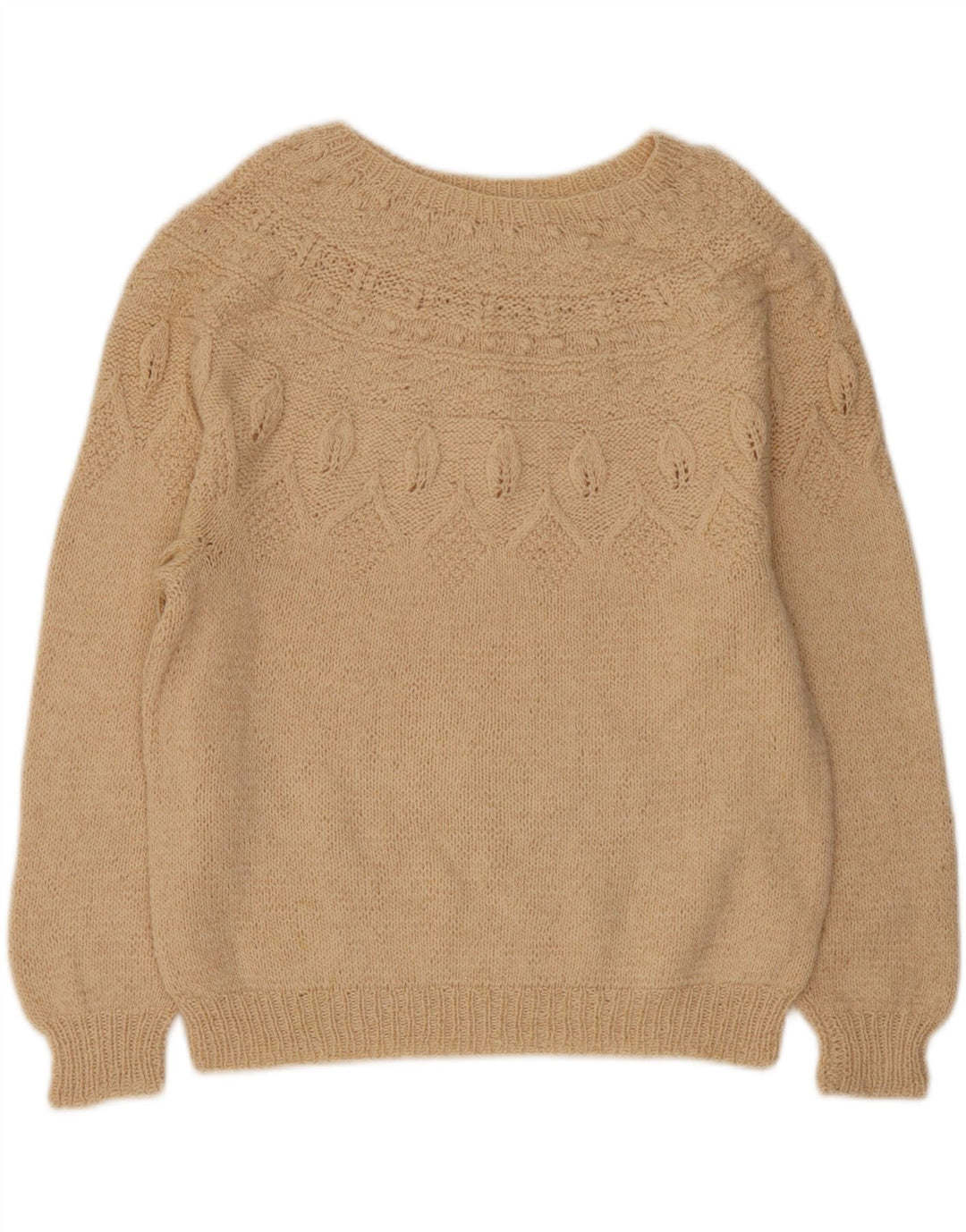 VINTAGE Womens Boat Neck Jumper Sweater UK 14 Large Beige